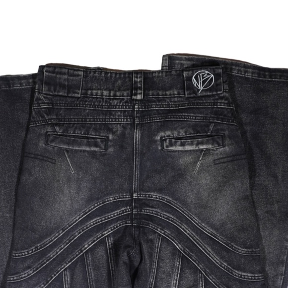 No Faith Studios Heavy Black Wave Wavy Denim Jeans. - Picture 7 of 8